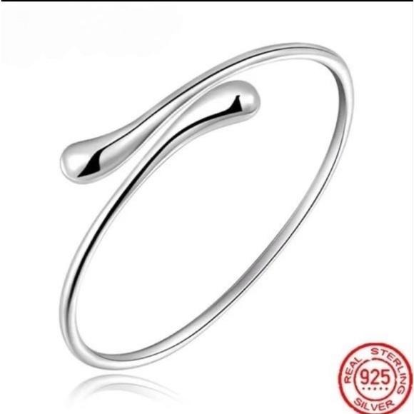 STERLING SILVER Water Drop Bean Jewelry Set Earrings Ring Bracelet Pendant Chain - Picture 7 of 11